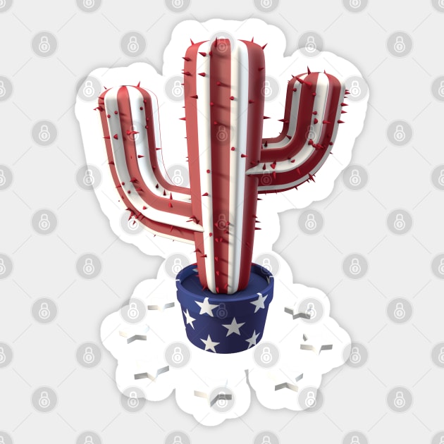 Cactus 4th of July Independence Day Shirt Women Men Kids Sticker by teeleoshirts